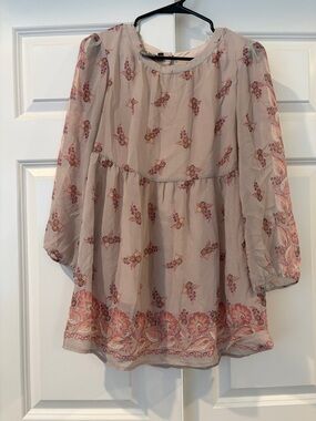 Anthropologie Blush Floral Peasant Blouse